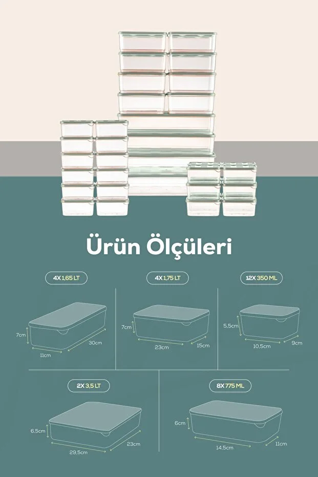 30'lu Buzdolabı Düzenleyici Organizer Mikrodalgaya Uygun Difriz Saklama Kabı Mint